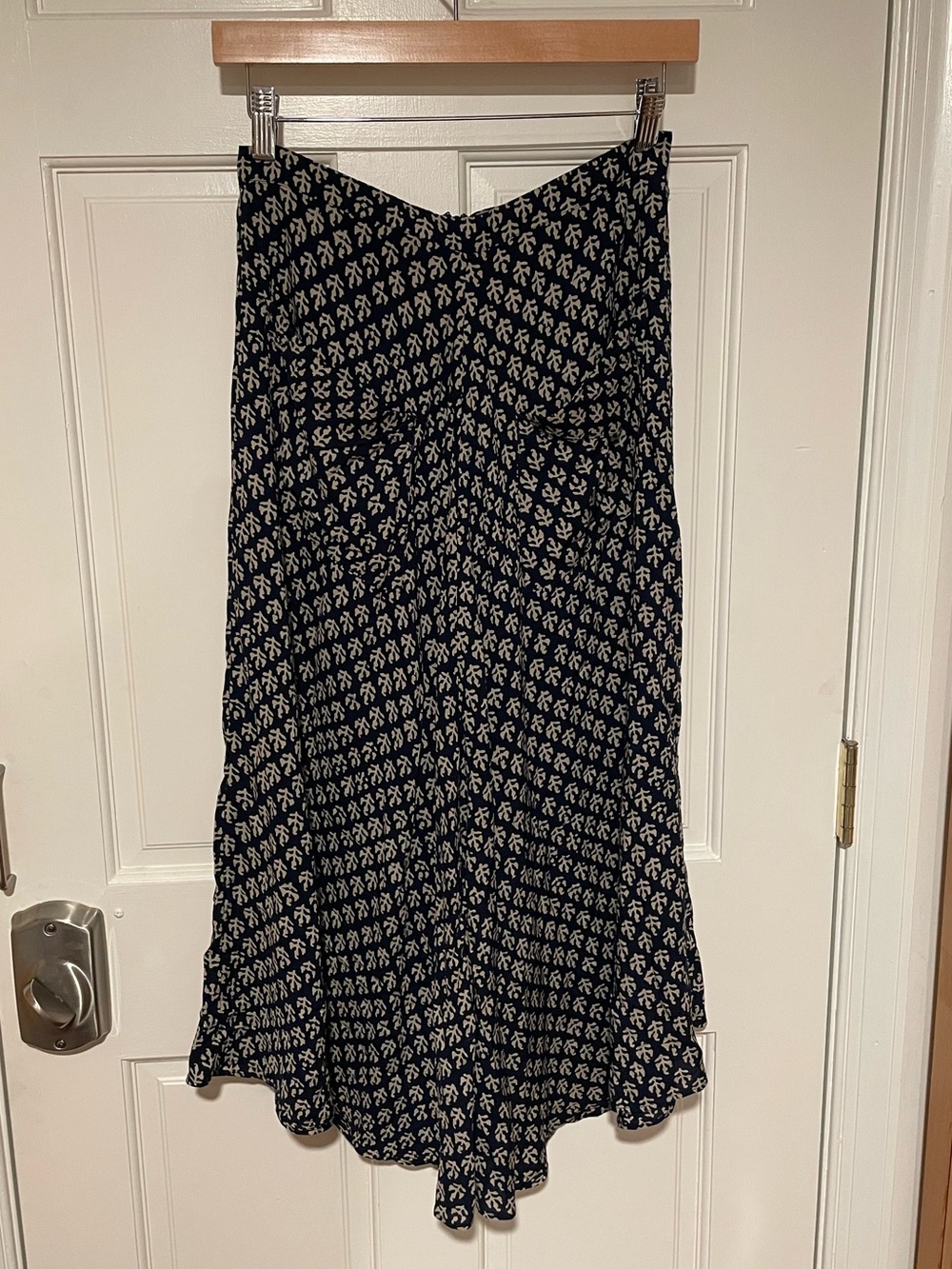 Reformation Navy Blue Printed Midi Skirt
